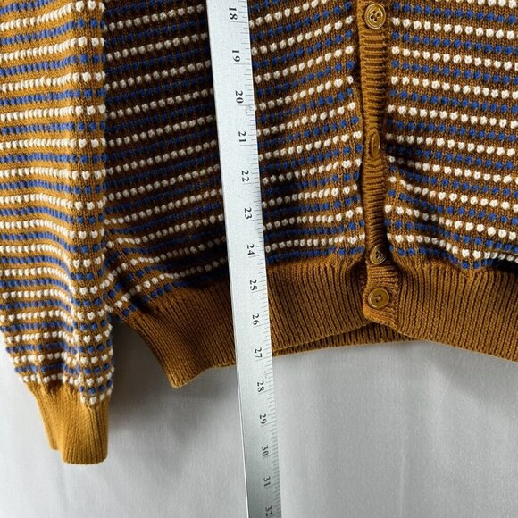 Carven Sweater Mens Sz L Button Up Knitted Cardigan Motif Stripe Brown Multi - Picture 12 of 12